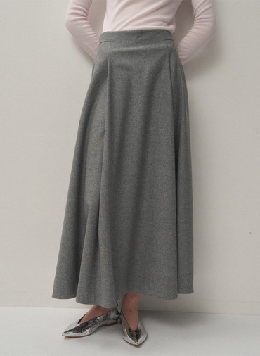MERINO COLLEGE FLANNNEL FLARED SKIRT 詳細画像 Gray 1