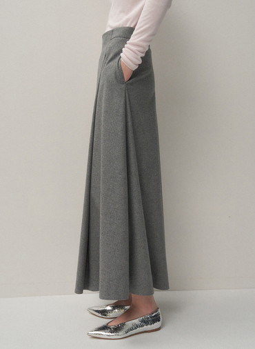 MERINO COLLEGE FLANNNEL FLARED SKIRT 詳細画像 Gray 2