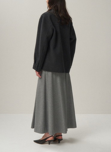 MERINO COLLEGE FLANNNEL FLARED SKIRT 詳細画像 Gray 5