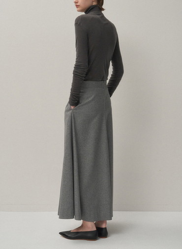 MERINO COLLEGE FLANNNEL FLARED SKIRT 詳細画像 Gray 7