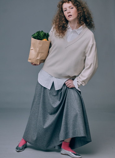 MERINO COLLEGE FLANNNEL FLARED SKIRT 詳細画像 Gray 5