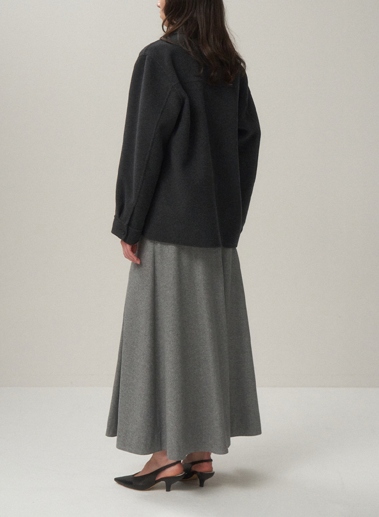 MERINO COLLEGE FLANNNEL FLARED SKIRT 詳細画像 Gray 5
