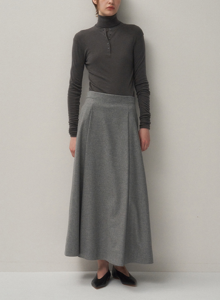 MERINO COLLEGE FLANNNEL FLARED SKIRT 詳細画像 Gray 6