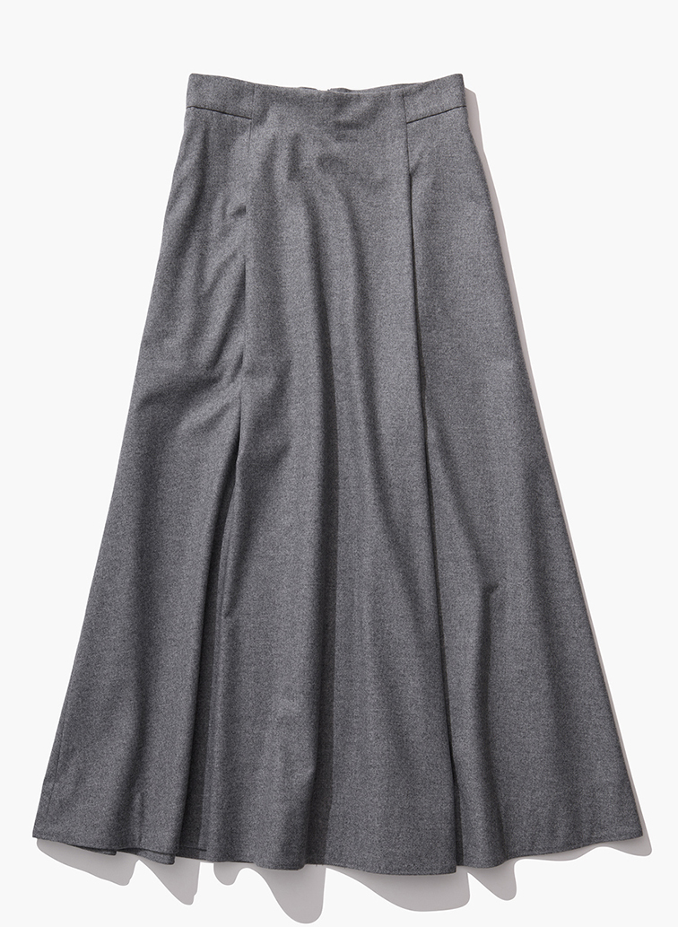 MERINO COLLEGE FLANNNEL FLARED SKIRT 詳細画像 Gray 1