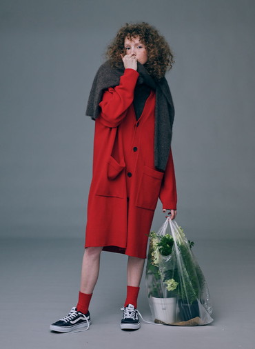 MERINO COLLEGE KNIT OVERSIZED CARDIGAN 詳細画像 Red 7