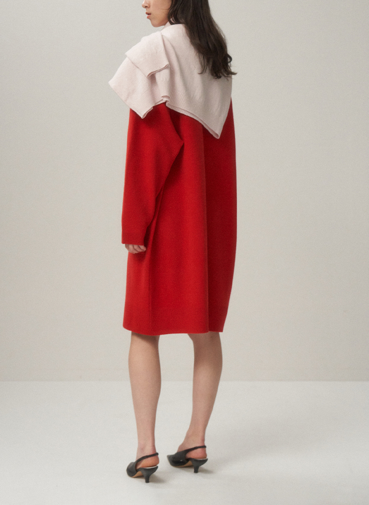 MERINO COLLEGE KNIT OVERSIZED CARDIGAN 詳細画像 Red 4