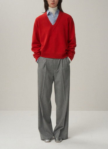 MERINO COLLEGE KNIT V-NECK SWEATER 詳細画像 Off White 2