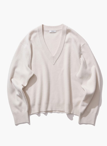 MERINO COLLEGE KNIT V-NECK SWEATER 詳細画像 Off White 5