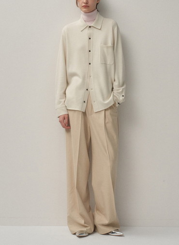MERINO COLLEGE KNIT SHIRT 詳細画像 Off White 1