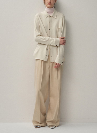 MERINO COLLEGE KNIT SHIRT 詳細画像 Off White 2