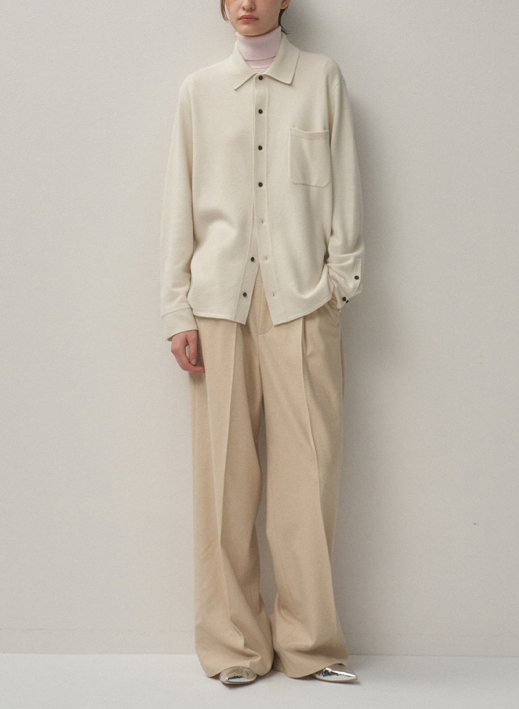 MERINO COLLEGE KNIT SHIRT 詳細画像 Off White 1