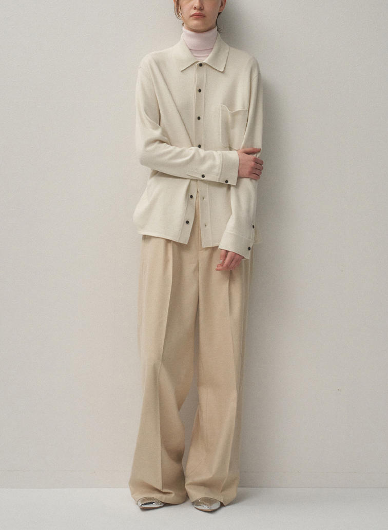 MERINO COLLEGE KNIT SHIRT 詳細画像 Off White 2