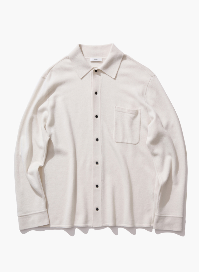 MERINO COLLEGE KNIT SHIRT 詳細画像 Off White 1