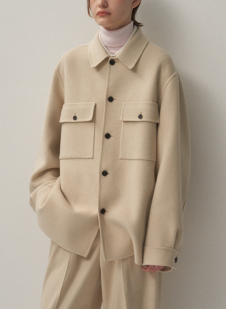 MERINO DOUBLE MELTON CPO JACKET 詳細画像 Beige 2