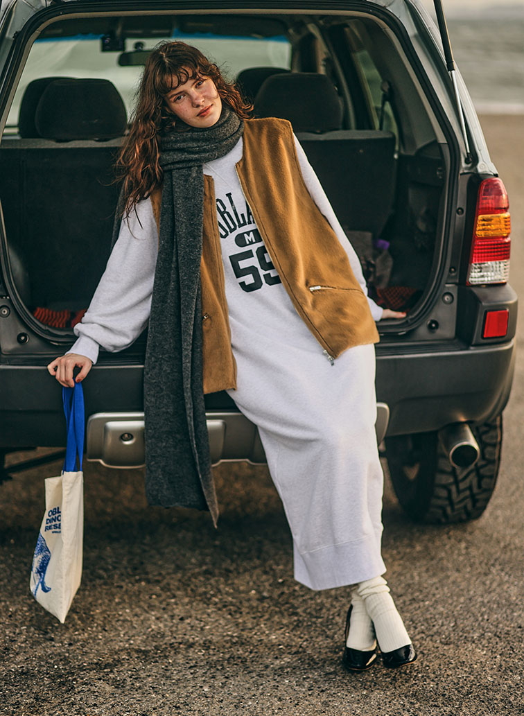 COLLEGE SWEAT DRESS 詳細画像 Gray 4