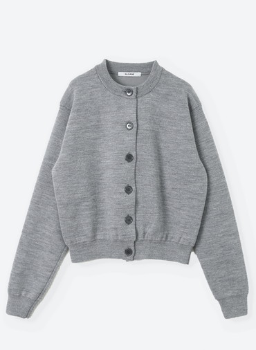 12Ｇ天竺 ダブルフェイスクルーネックカーディガン 詳細画像 Gray 1