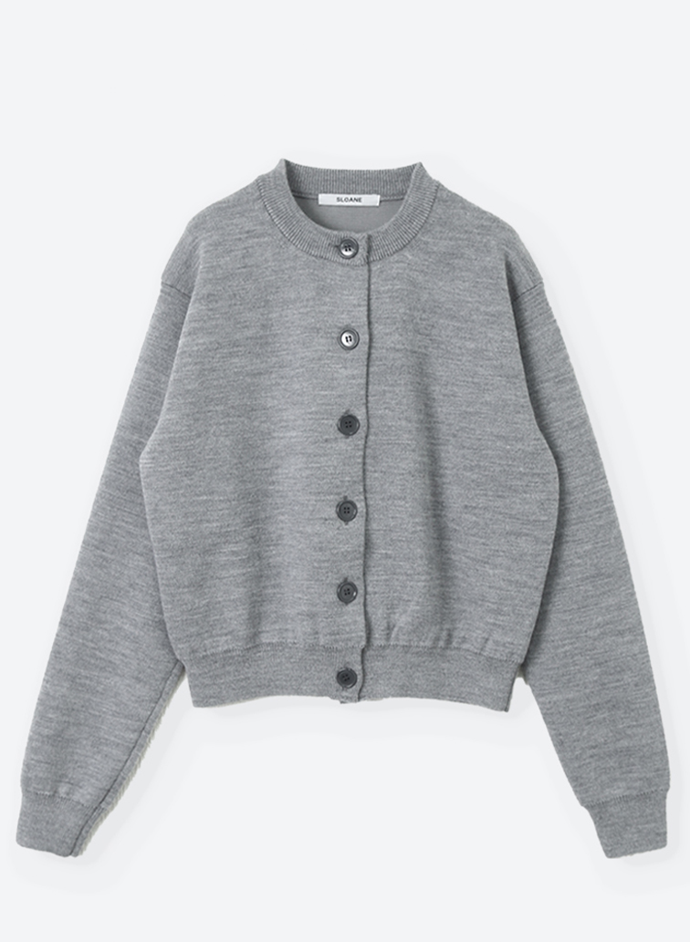 12Ｇ天竺 ダブルフェイスクルーネックカーディガン 詳細画像 Gray 1