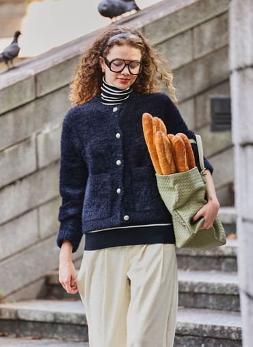 7Gシャギー クルーネックジャケット 詳細画像 Black 5