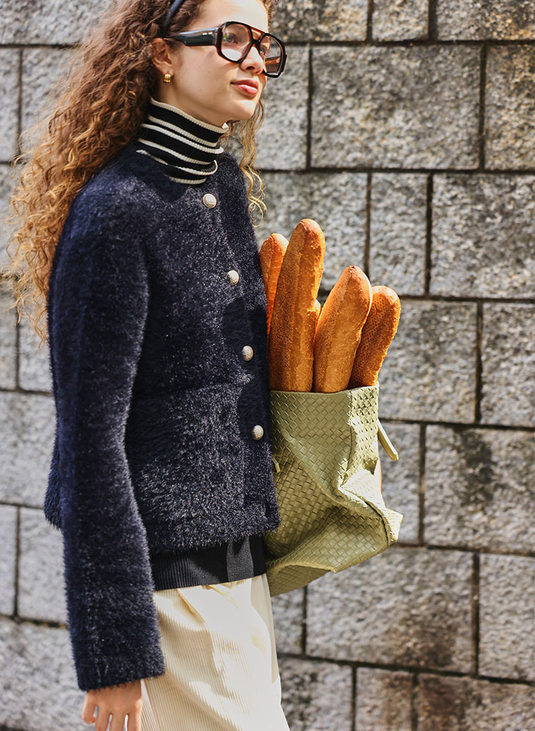 7Gシャギー クルーネックジャケット 詳細画像 Black 4