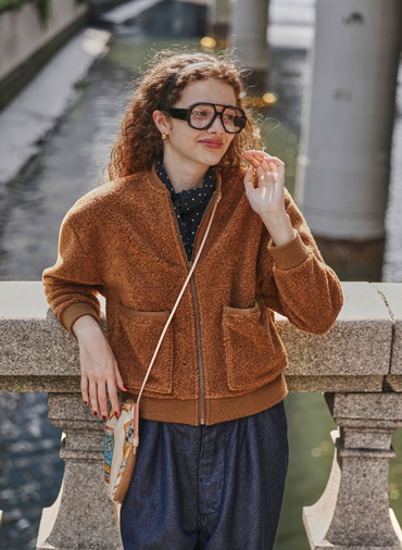 シープボアパイル ZIPブルゾン 詳細画像 Brown 2