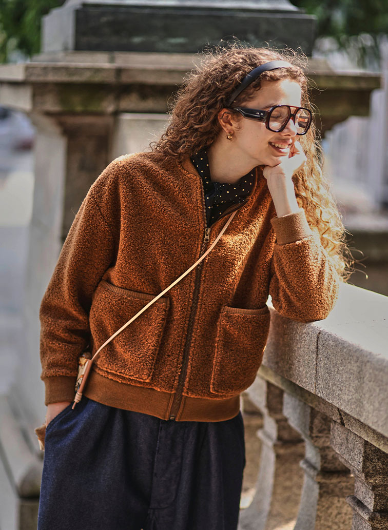 シープボアパイル ZIPブルゾン 詳細画像 Brown 3