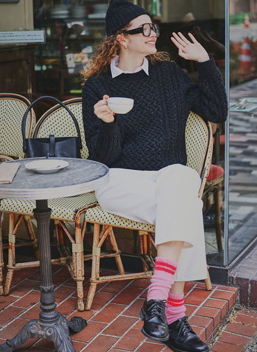 5Gアラン カムバックウール クルーネック 詳細画像 Charcoal Gray 3