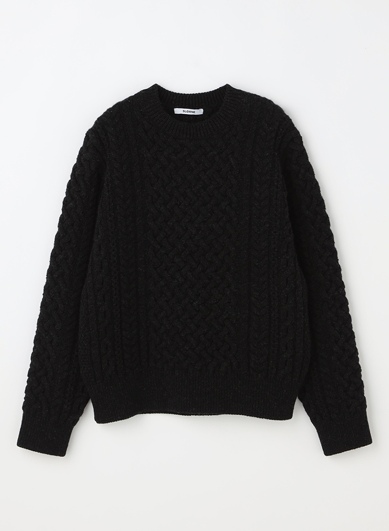 5Gアラン カムバックウール クルーネック 詳細画像 Charcoal Gray 1