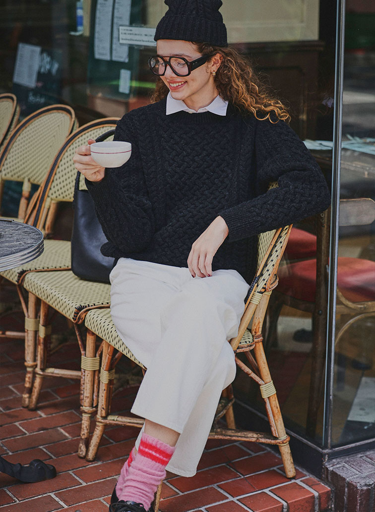 5Gアラン カムバックウール クルーネック 詳細画像 Charcoal Gray 2