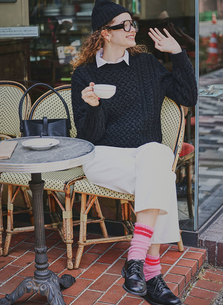 5Gアラン カムバックウール クルーネック 詳細画像 Charcoal Gray 3