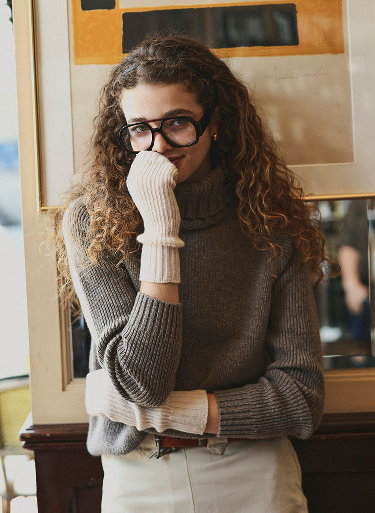 3G&5G ジーロンラム×カシミヤ タートルネック 詳細画像 Brown 3