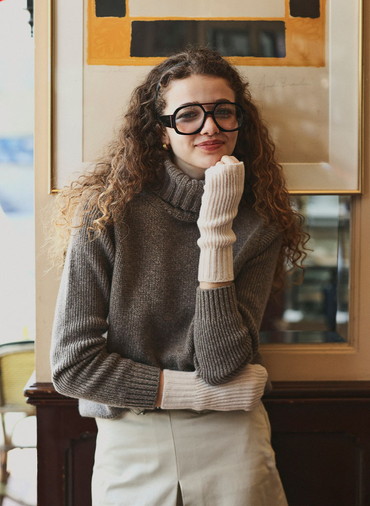 10G 片畦編み カシミヤ アームウォーマー 詳細画像 Ivory 2