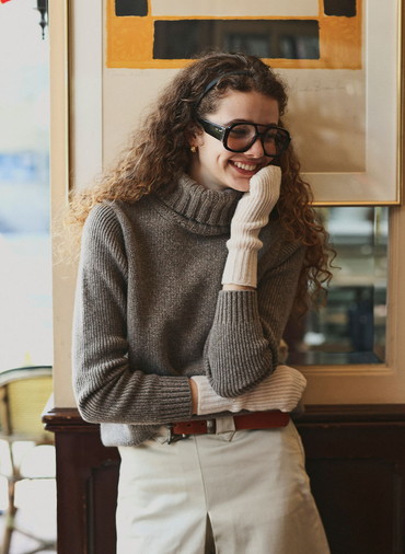 10G 片畦編み カシミヤ アームウォーマー 詳細画像 Ivory 3