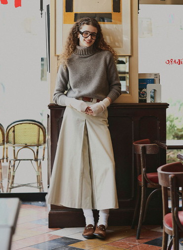 10G 片畦編み カシミヤ アームウォーマー 詳細画像 Ivory 4