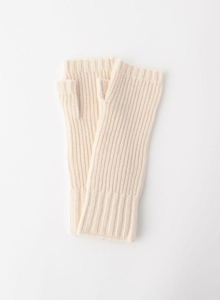 10G 片畦編み カシミヤ アームウォーマー 詳細画像 Ivory 2