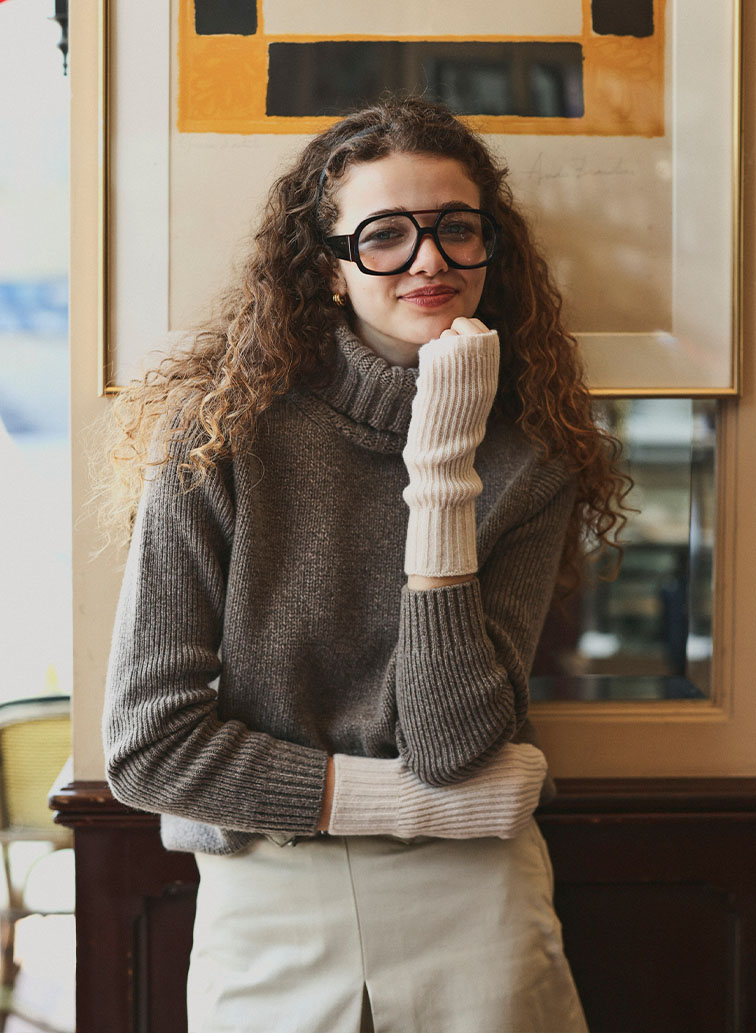 10G 片畦編み カシミヤ アームウォーマー 詳細画像 Ivory 2