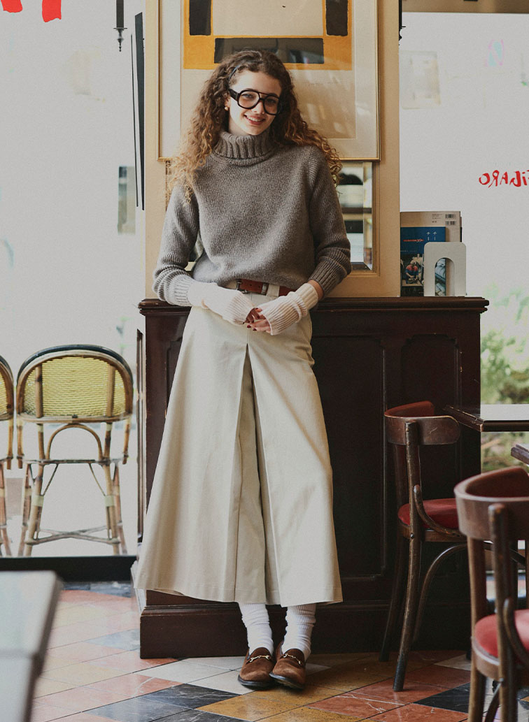 10G 片畦編み カシミヤ アームウォーマー 詳細画像 Ivory 4