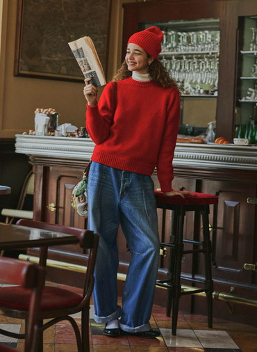 10Gリブ エクストラファインベイビーメリノウール ニットキャップ 詳細画像 Red 2