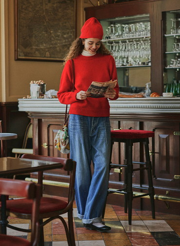 10Gリブ エクストラファインベイビーメリノウール ニットキャップ 詳細画像 Red 3