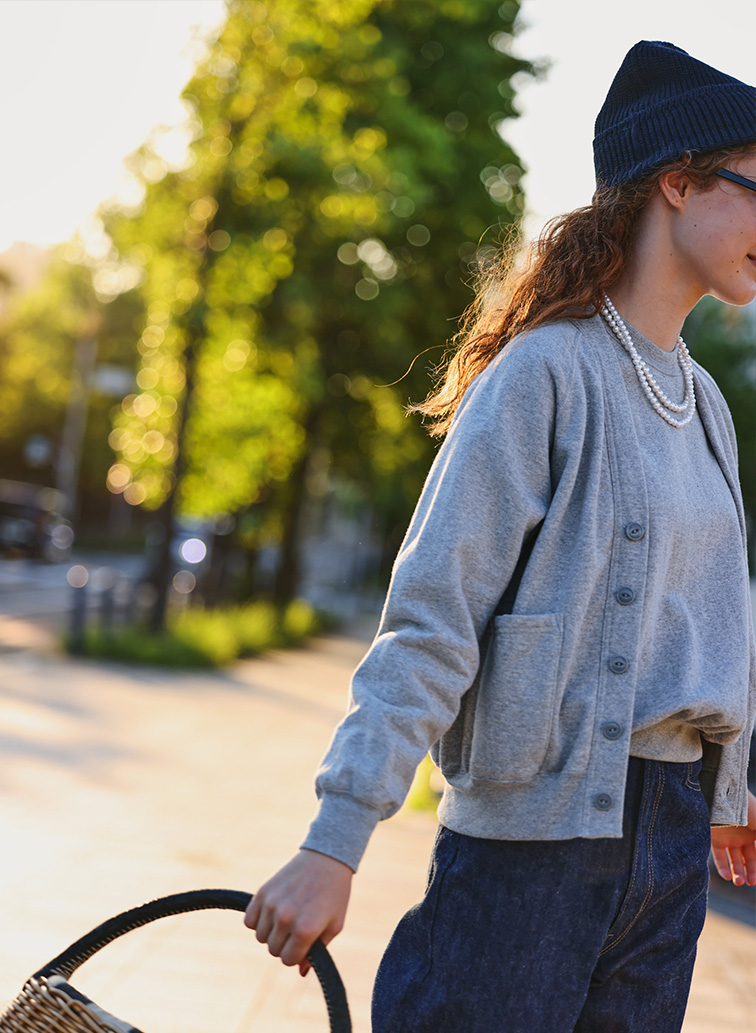 SWEAT CREW NECK CARDIGAN 詳細画像 Gray 5