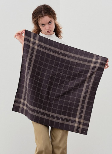 SATIN SCARF STRIPE*DOT 詳細画像 Brown 2