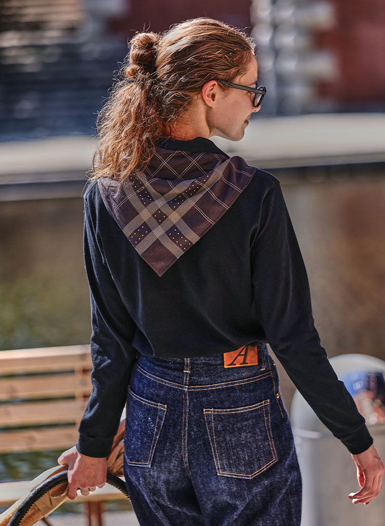 SATIN SCARF STRIPE*DOT 詳細画像 Brown 4