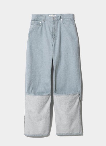 recycling denim flip hem pants