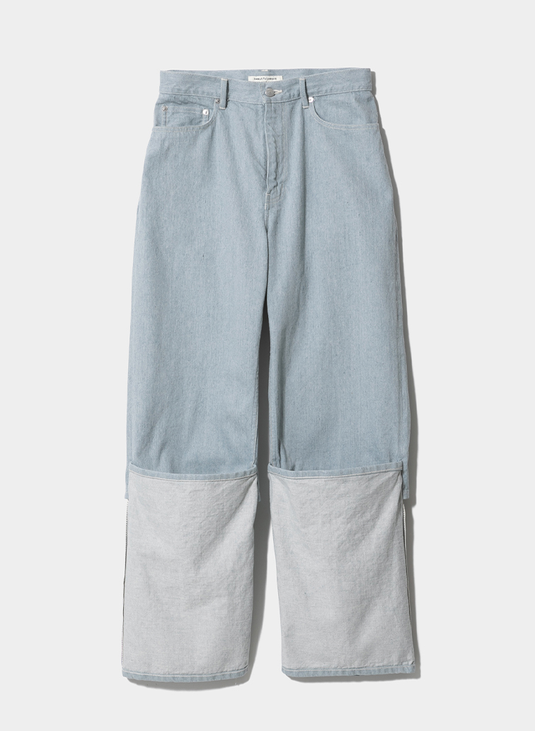 recycling denim flip hem pants 詳細画像 Saxe Blue 1