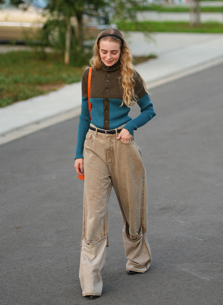 organic FOX brown flip hem pants 詳細画像 Brown 4