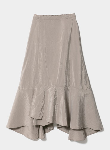 double-end sand wash silk flare skirt