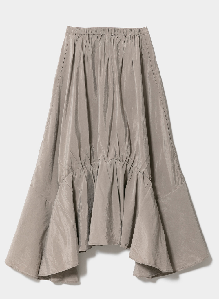 double-end sand wash silk flare skirt 詳細画像 Brown 2