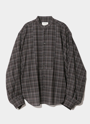 double-end sheerwool check tuxedo shirt 詳細画像 Brown 1