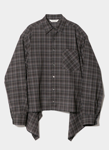 double-end sheerwool check tuxedo shirt 詳細画像 Brown 2