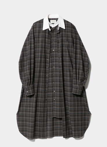 double-front sheerwool check shirtdress