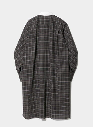double-front sheerwool check shirtdress 詳細画像 Brown 2